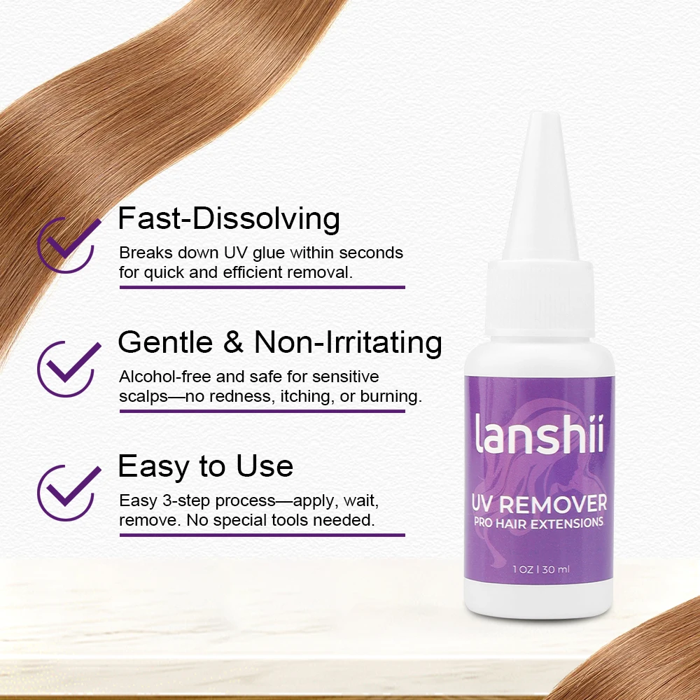 Kit combinato di colla e rimozione per extension UV Lanshii – Colla 2×30 g + Dispositivo di rimozione 2×30 ml + 2 spazzole, cura rapida e rimozione facile