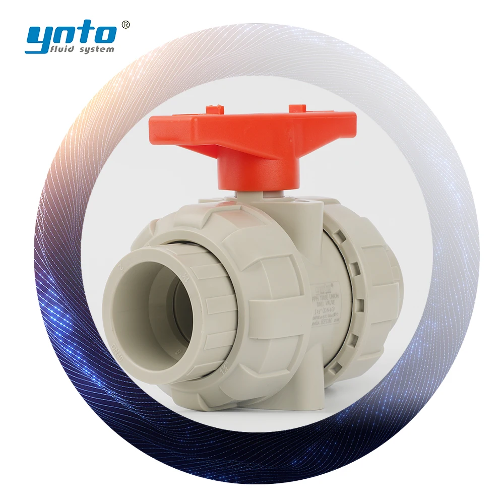 Lightweight Compact Double Union Manual Ball Valve PPH Chemical-Resistant Thermoplastic Pipeline Valve for Industrial Use
