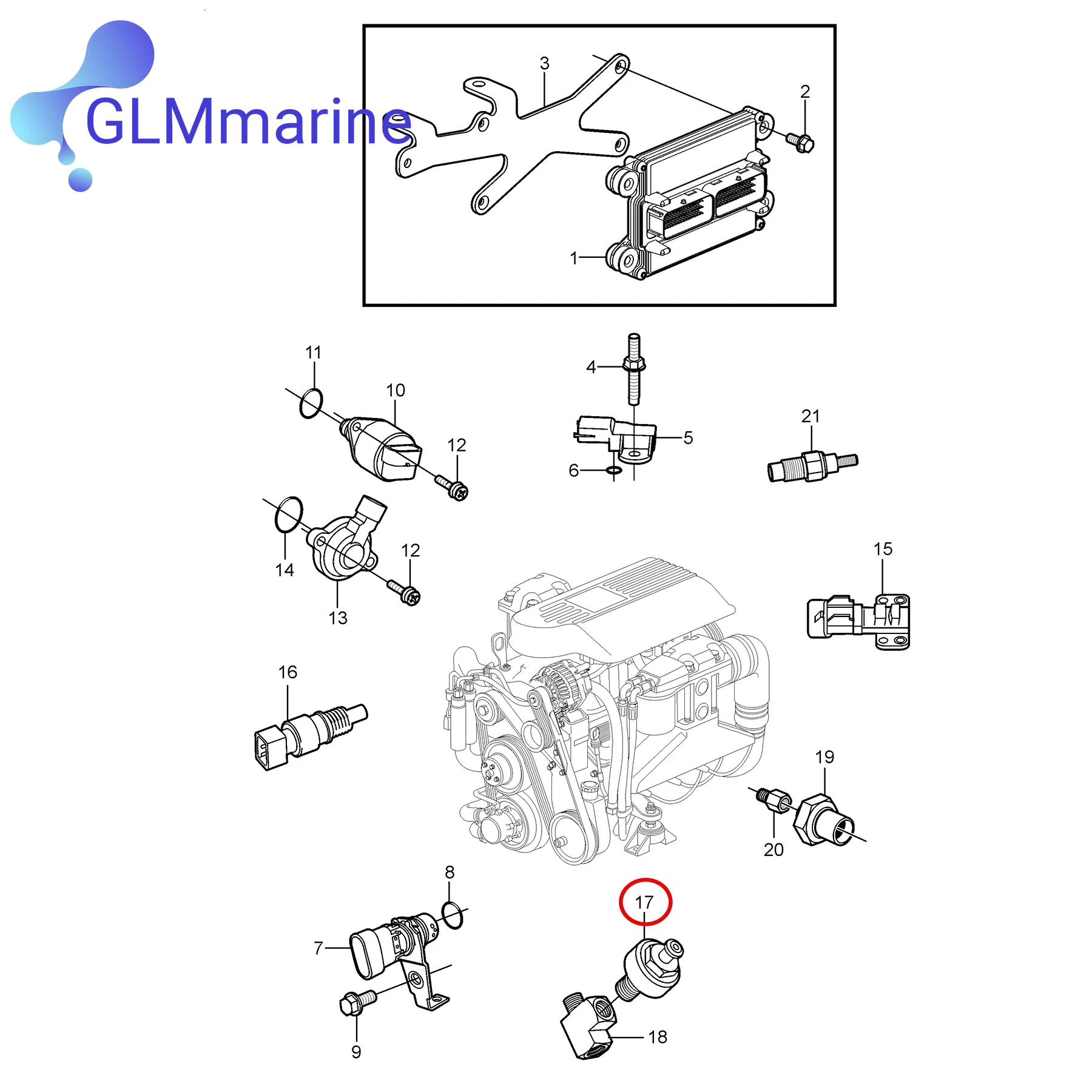 Knock Sensor 806612T for Mercruiser Stern Drive 5.0L 5.7L 6.2L V8 Engine  Replace Sierra 18-7677