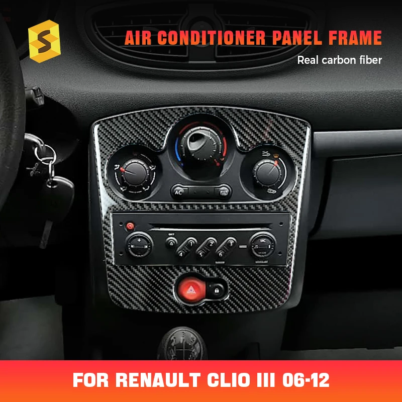 

Автомобильная наклейка на панель компакт-дисков переменного тока, настоящая наклейка из углеродного волокна для Renault Clio 3 2006 2007 2008 2009 2010 2011 2012, устойчивая к царапинам, хит продаж