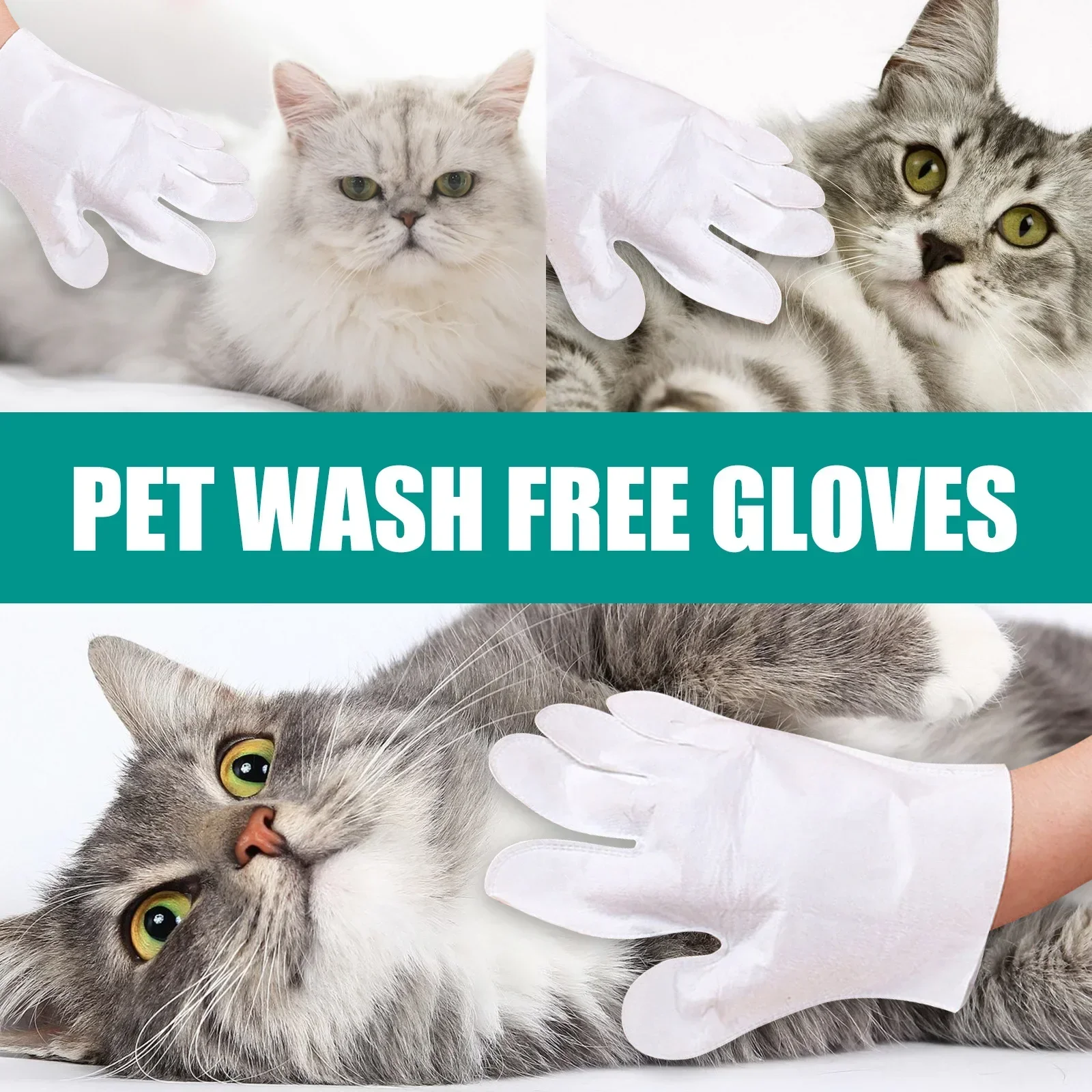 2pcs Pet Disposable Cleaning Gloves Wash Free Cats Dogs SPA Bath Supplies Massage Non Woven Fabric No Rinse Eye Wipe Gloves