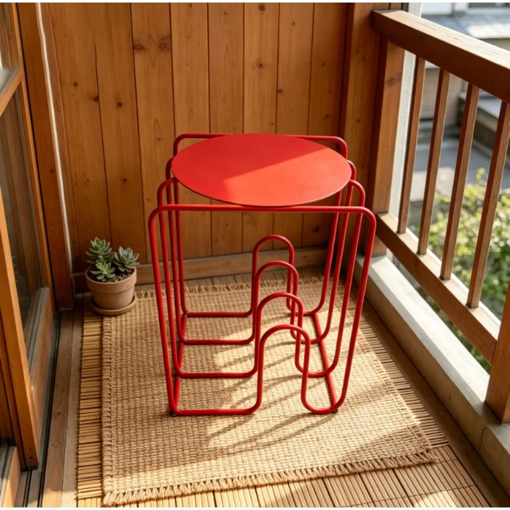 Industrial Sofa Side Table Ins Stylish Metal Storage Rack, Multifunctional Coffee Table Living Room Home Furniture