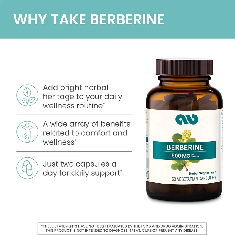 

Berberine promotes metabolism and cholesterol support, gastrointestinal support and immune support, vegetarian, gluten free