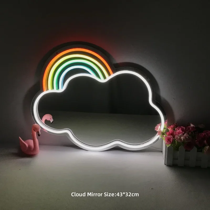 Rainbow Cloud LED Neon Sign Light, Neon Night Lights, Decoração de festa de Natal, Decoração da parede, Lâmpada de maquiagem