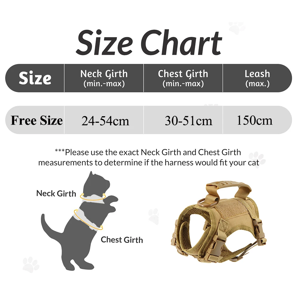 1pcs Tactical Puppy Harness Leash For Small Dogs Cats Adjustable Kitten Vest For Military Service Dog Working Training Walking