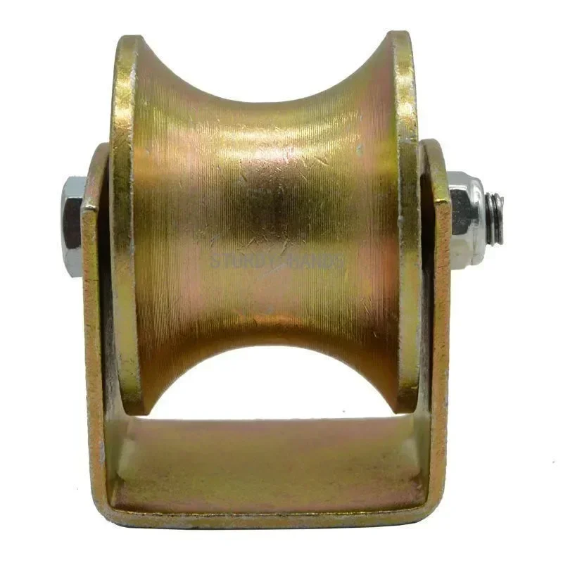 1PCS Round Steel Pipe U-shaped Track Wheel Double Bearing Sliding Door Grooved Fixed Load Pulley