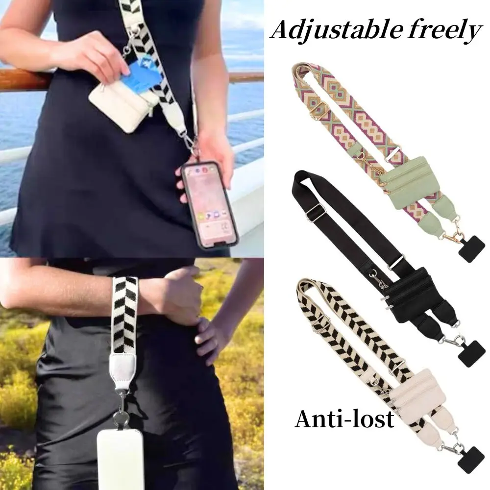 

Phone Strap With Zippered Pouch Hanging Neck Rope Woman's Adjustable Crossbody Cell Phone Lanyard Anti-lost Handbag Strap 2024