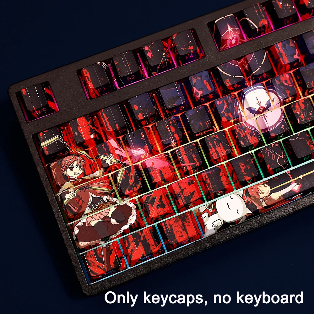 Puella Magi Madoka Magica Keycaps 108 Keys PBT Dye Subbed Keycap Cherry Anime Cartoon Gaming Key caps For ANSI 61 87 104 108 Key