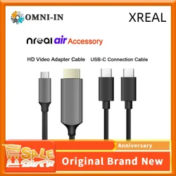 XREAL HDMI-C tipi veri kablosu 1.2m yüksek çözünürlüklü video dönüştürme kablosu 60Hz, kiriş ile kullanım için 4K ekran projeksiyonunu destekler