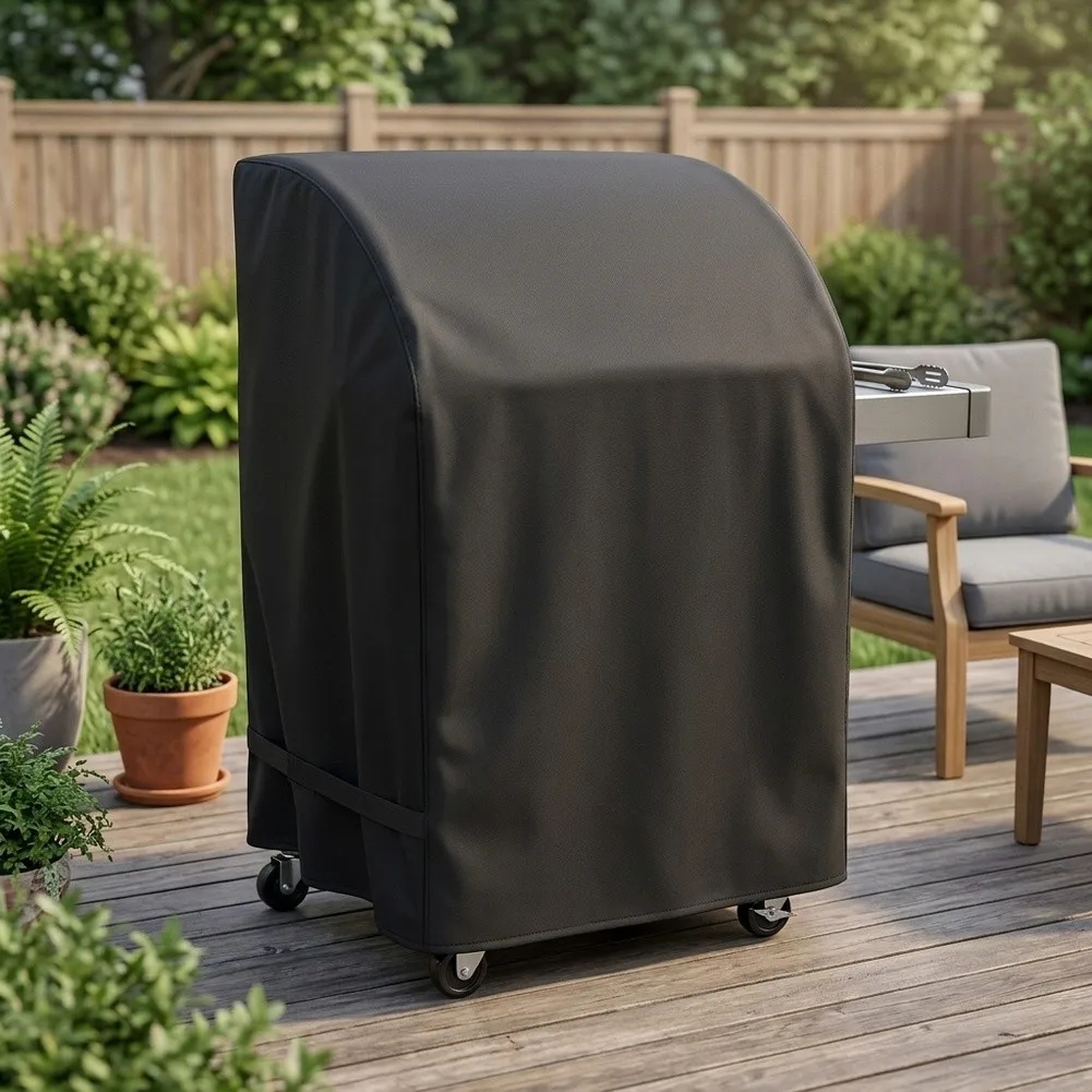 1pc 32-inch Gas Grill Lid Rainproof Oven Cover With Folding Side Table Grill Cover Wind Resistance Simple To Use