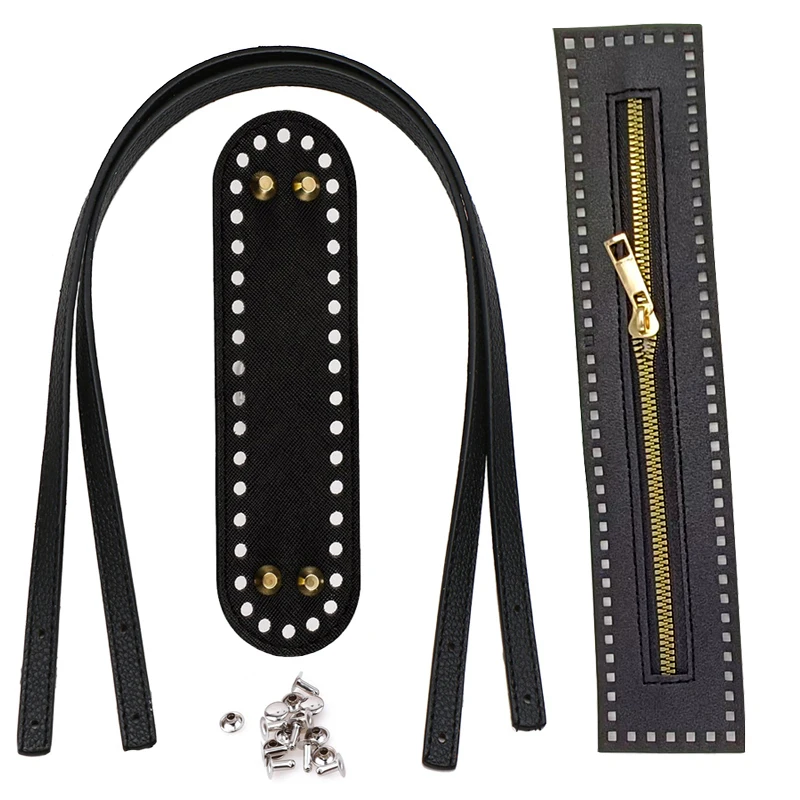 45cm Bag Strap + Buckle + 18cm Bag Bottom + 27cm Zipper Knitted Bag Bottom Strap Accessories Handmade Woven Bag Handle Strap Wallet Making Accessories S004127