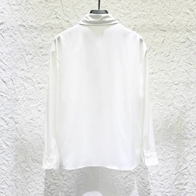 PFHQ جديد عصري الرجال القمصان شخصية مطوي مطرز تصميم كم طويل قميص موضة بدوره إلى أسفل طوق بلون القمم 21P1332