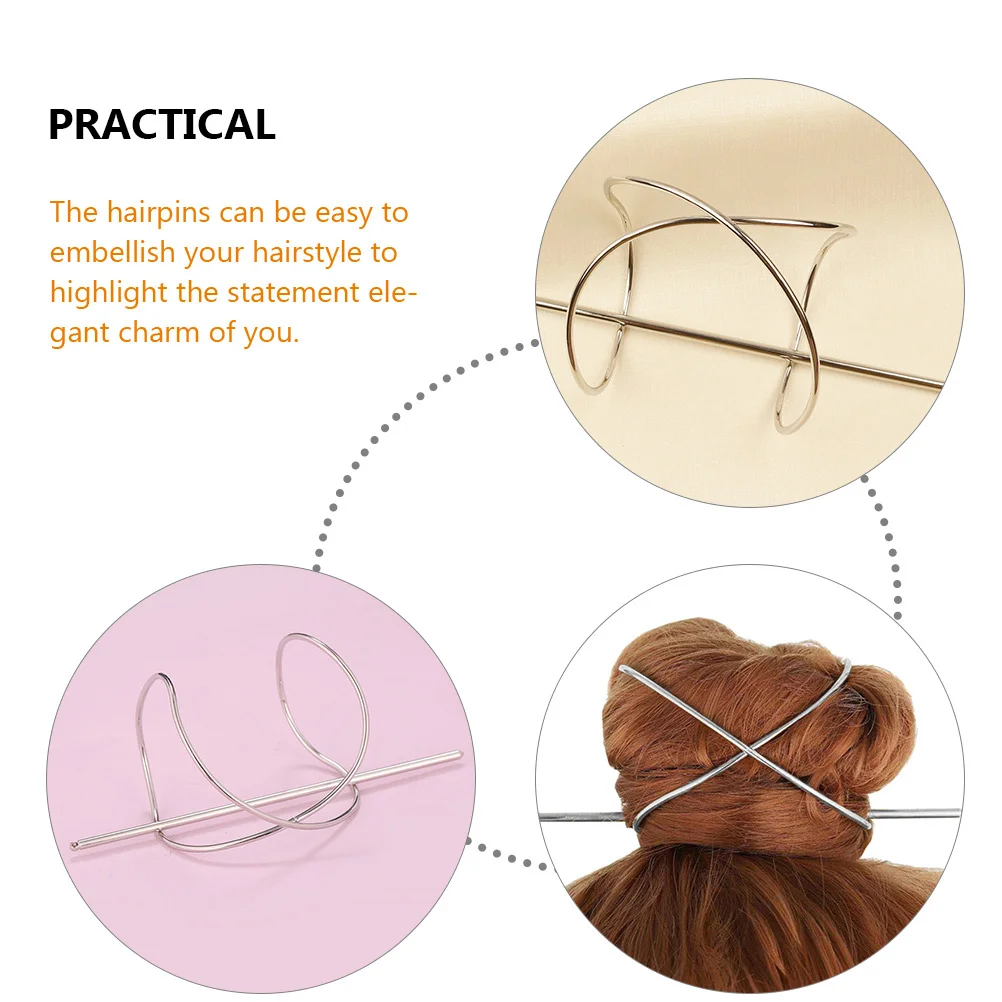 

2pcs Metal Pins Anti-Slip Holder Vintage Style Silver Clips For Thick Accessories Women High Bun Clip Cage Cuffs Elegant Sticks
