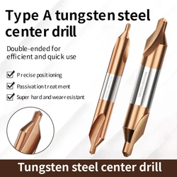 Augusttools Broca central de acero de tungsteno de doble cabezal, taladros avellanados de 60 grados, torno de posicionamiento de trabajo, molino de Metal