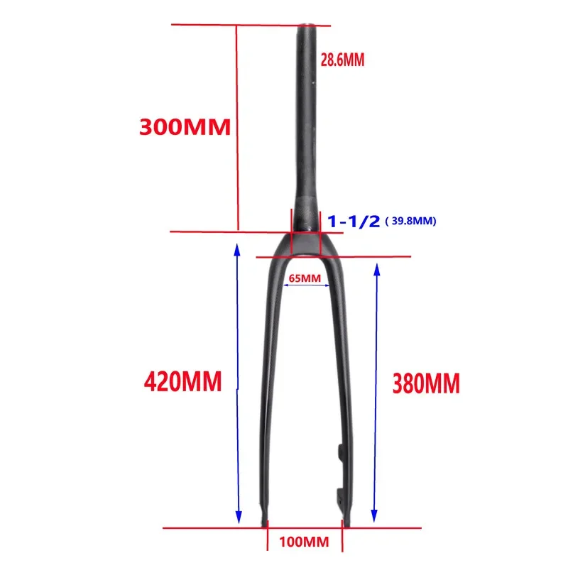 MTB Carbon Bicycle Fork, Downhill, Travel, Rigid, Mountain Bike, Front Fork, Fiber Tapered, Road Bike, 1-1/2, 400g