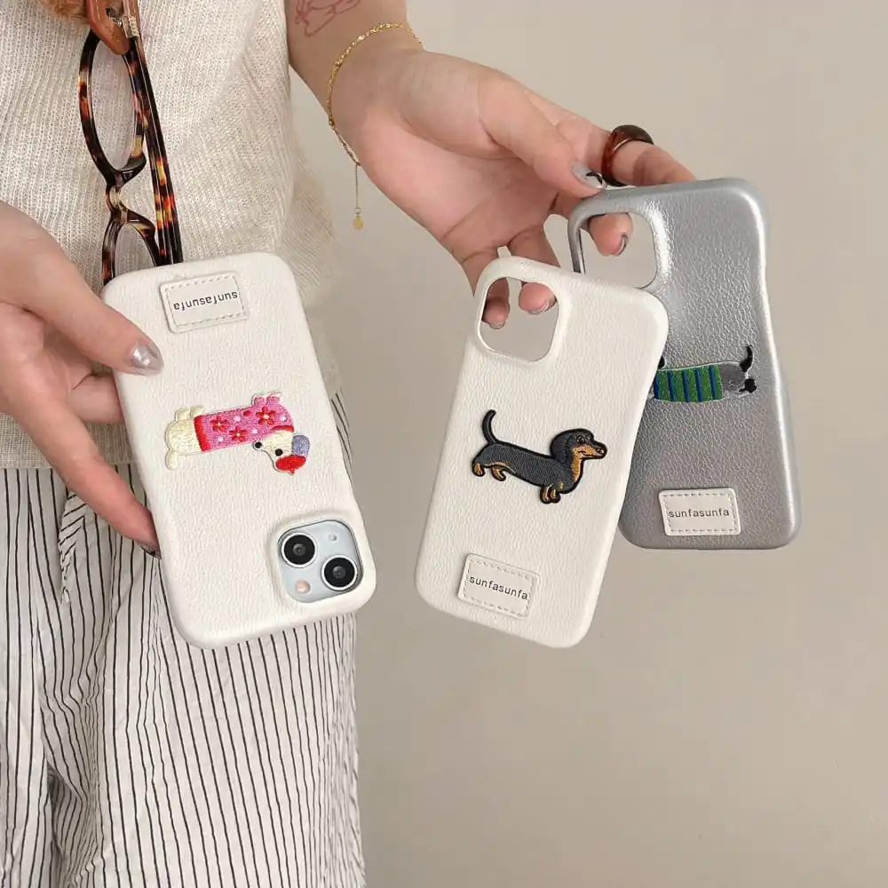 جراب هاتف جرو بتطريز كرتوني لـ iPhone ، غطاء واقي ضد السقوط ، ناعم وجميل ، لطيف ، تخفيضات كبيرة ، جميل ، 12 ، 13 ، 14 ، 15 Pro Max