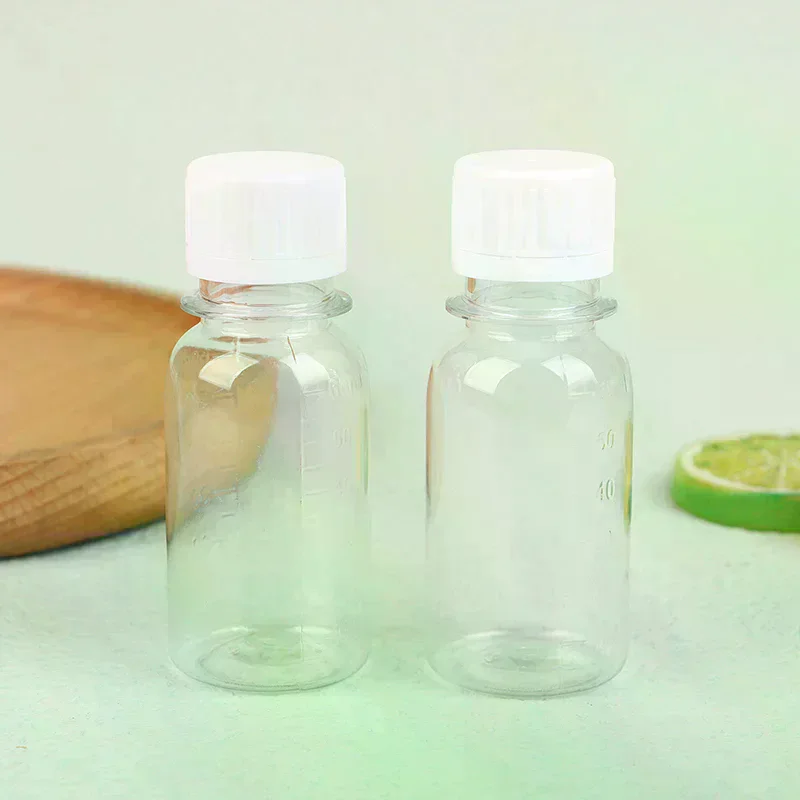 60ML Small Plastic Bottles Ginger Bottles With Caps Mini Juice Bottles Reusable Liquid Bottle Container Leak Proof 5Pcs