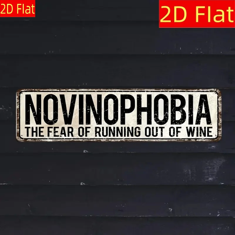 Novinophobia Wine Bar Sign 2D Flat Rustic Home Wall Decor Funny Gift for Wine Lovers
