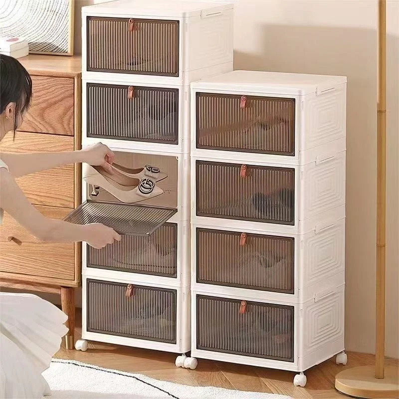 1個-折りたたみ式収納キャビネット、多層式、設置不要、車輪付き、寝室やリビングルームに最適
