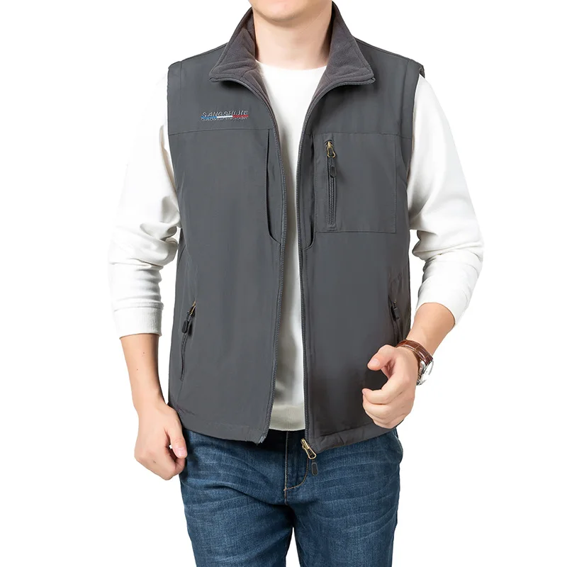 

Thickened Double-sided Vest for Men's Winter Warmth and Outdoor Casual Quick Drying Standing Collar Vest