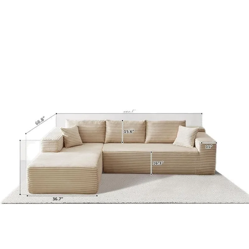 

Pure sponge sofa integrated sofa modular corduroy fabric skeleton-free simple living room