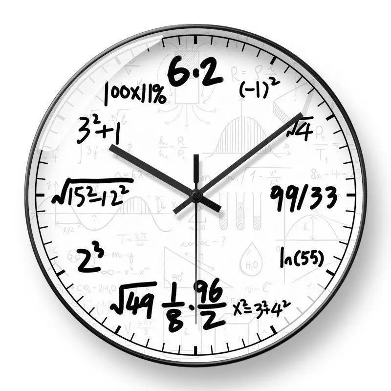 

Креативные математические настенные часы с научными формулами, бесшумный кварцевый механизм для класса, учебной комнаты, образовательные часы для любителей науки