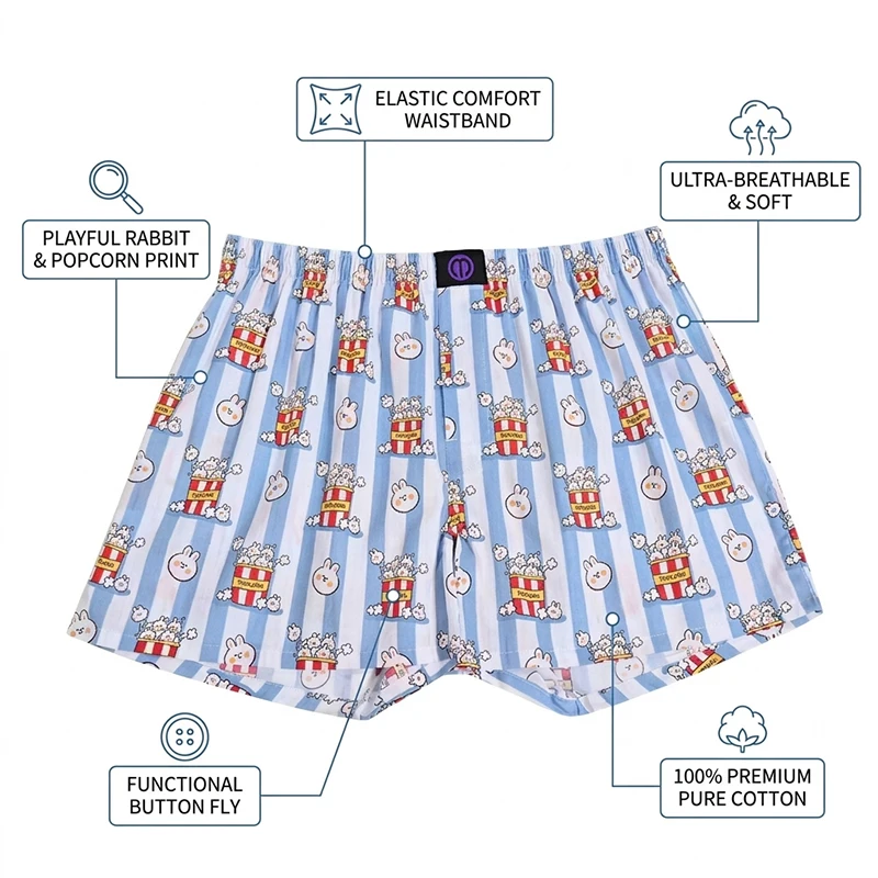 MMELONGENA Mens Soft Stretch Knit Breathable Cotton Boys Men Underwear Boxers Long Panties Comfortable Sleep Bottoms Plus Size