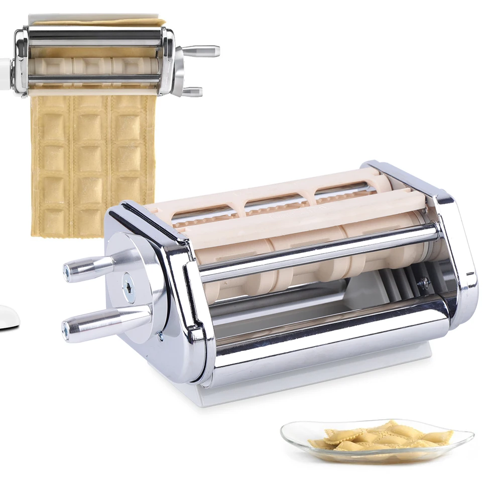 Manual Dumpling Maker Attachment, Stainless Steel Ravioli Press with Filling Spoon, Easy to Use for Making Beautiful Gyoza at