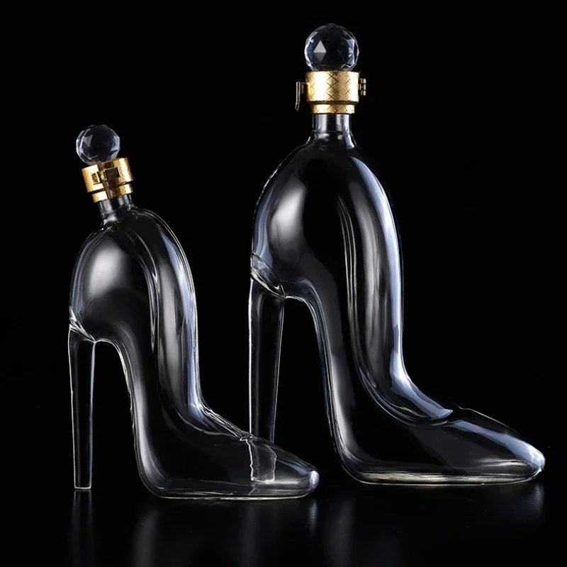 Lead-free Glass Craft Wine Bottle High Heeled Shoe  Red Wine Decanter  Container White Wine Bottle Bar Tools