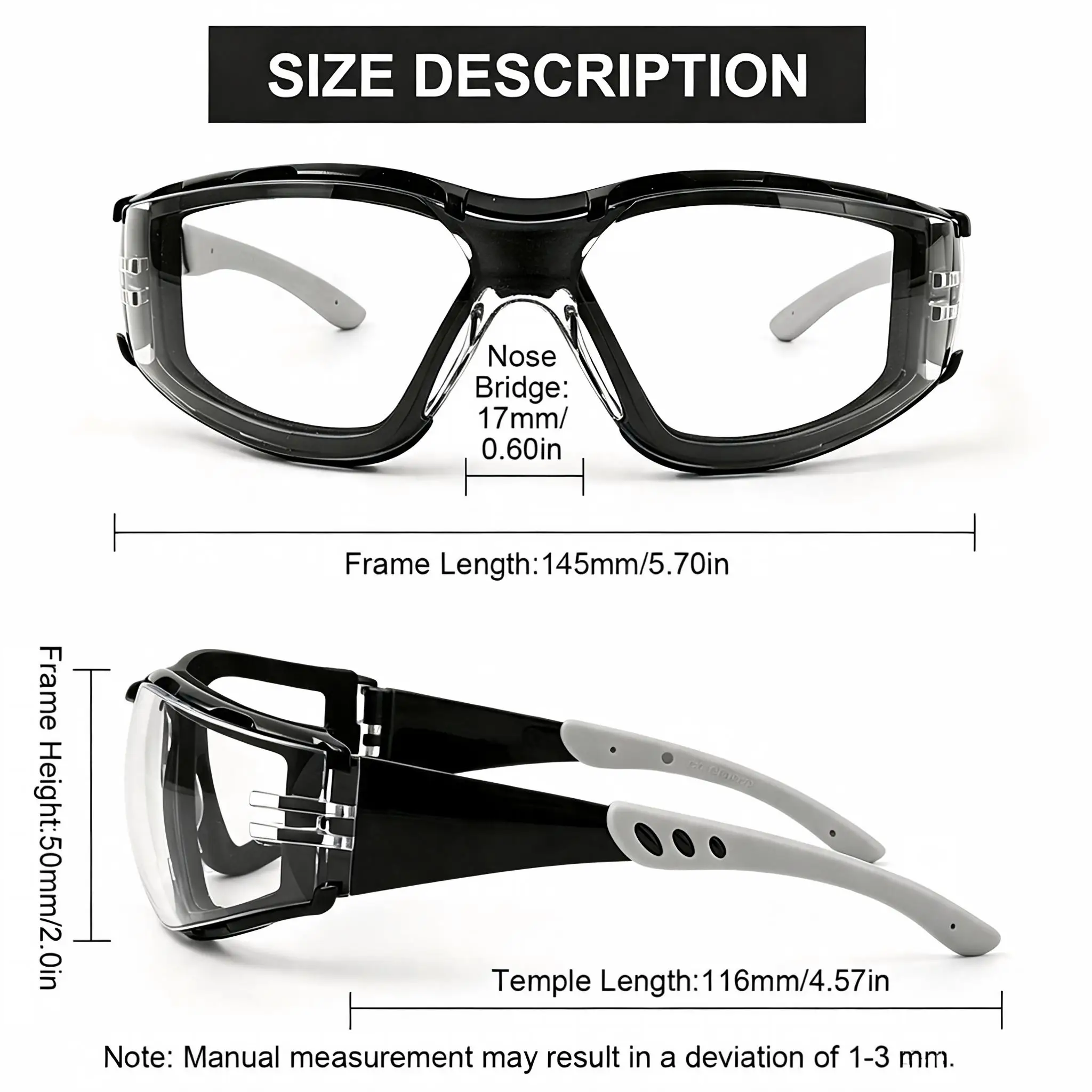 Goggles, Outdoor Cycling Protective Goggles, Windproof, Dustproof, Insect Proof,Splash Proof Transparent Protective Goggles HM17
