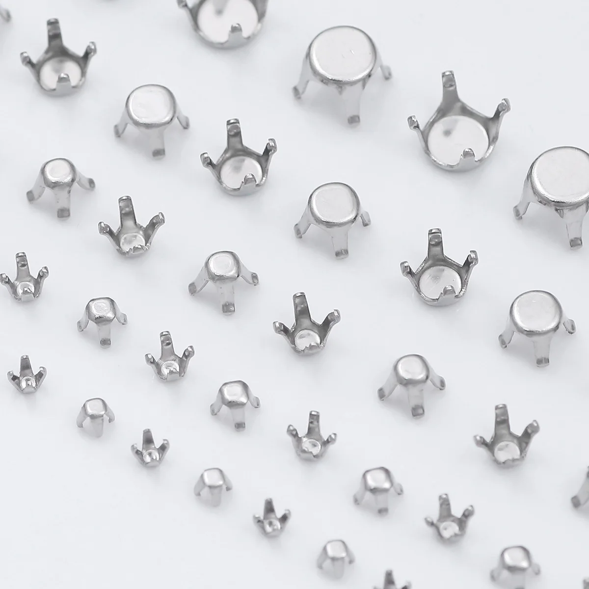 2 3 4 5 6mm 50/100pcs  Round Four-claw drill support Mount Pearl stainless steel for jewelry Making Earring Accessories DIY