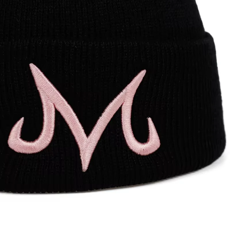 Unisex M Brief Stickerei Mützen Hüte Herbst Majin Buu Winter Warme Mütze Hip Hop Caps für Frauen Männer Baumwolle Schädel Motorhaube Hut – Detail 3