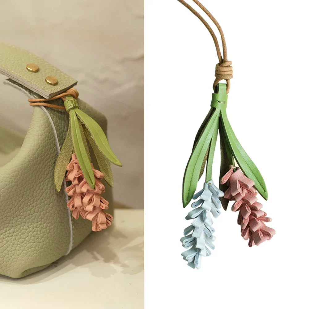 

Кожаный брелок-подвеска из воловьей кожи лавандового цвета для женских сумок, прочный, изысканное исполнение, аксессуар для сумок