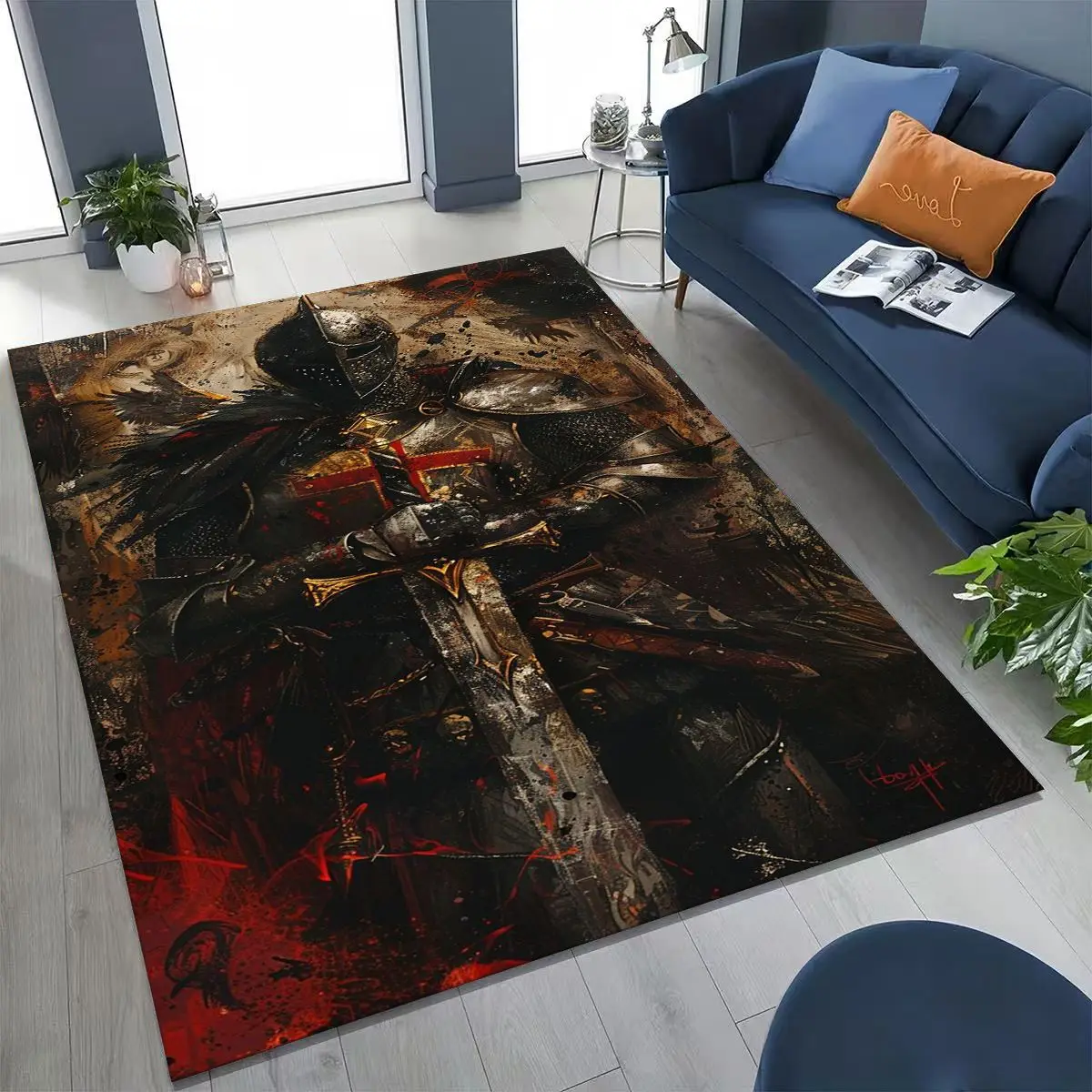 

Templar Blood Knight Honor Holy Crusader Cartoon Rug for Bedroom Living Room Sofa Home Doormat Decor,Kid Play Non-slip Floor Mat