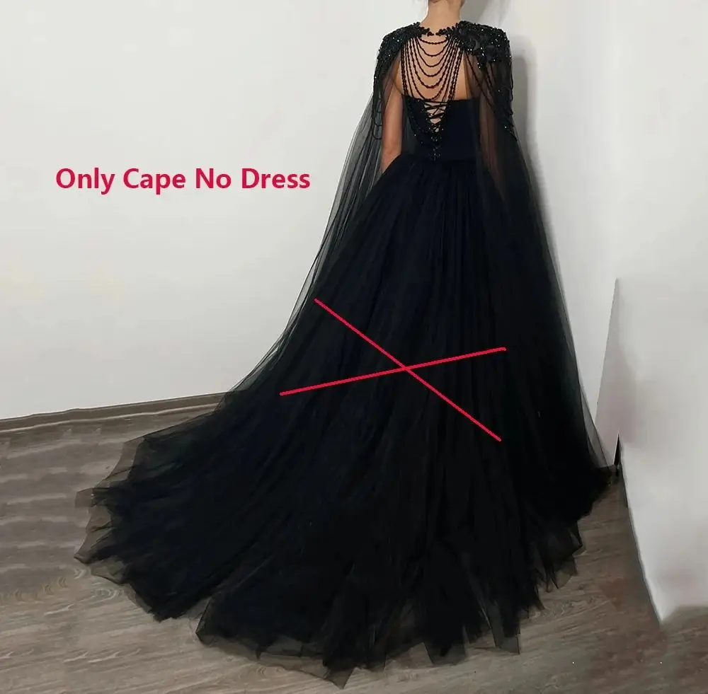 Aileen High Quality Beading Cape for Gothic Wedding Dress Black Bride Dress Cloak Custom Color No Dress No Dress customized