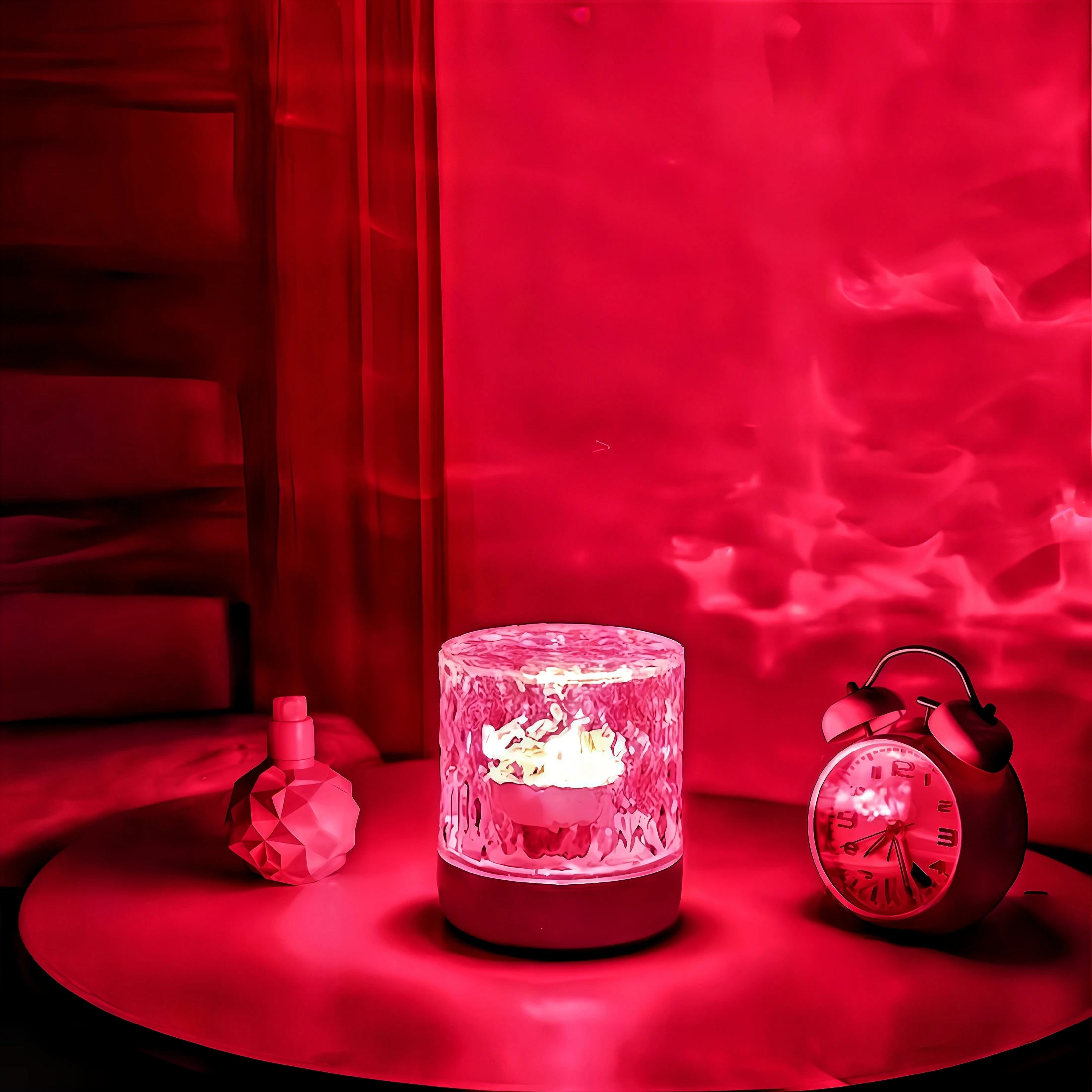 1 مصباح تموج الماء الديناميكي، قابس USB، 16 لونًا، مناسب لغرف النوم وغرف المعيشة وديكورات عيد الميلاد والمهرجانات.