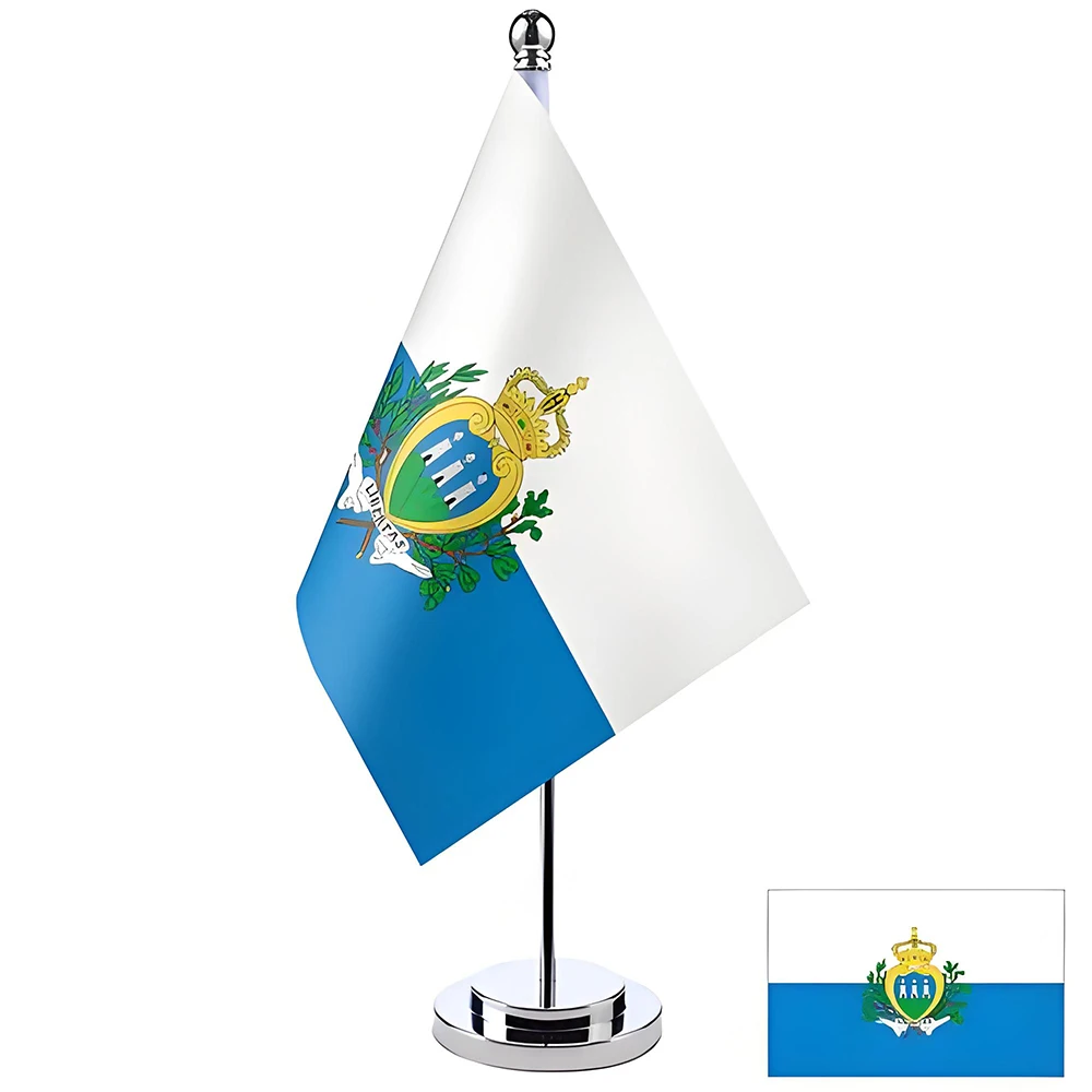 (SKY FLAG) Office Desk Flag Of San Marino Flag 14x21cm Polyester San Marino Flag National Flag Desk Ornaments Flags
