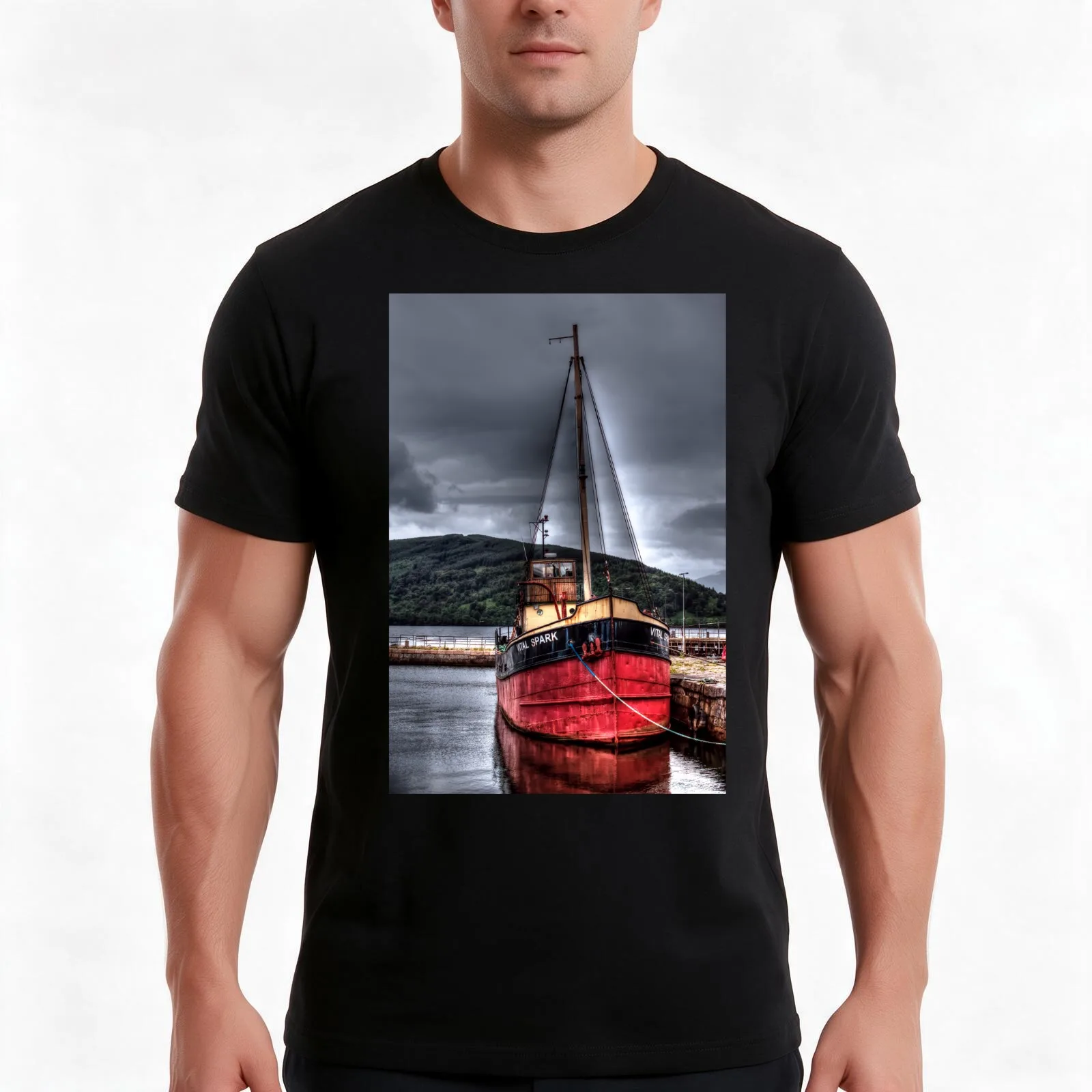 Vital Spark - The Clyde Puffer T-Shirt, Summer Casual Cotton Tee, Oversized Streetwear Tops, Vintage Graphic Print, 100% Cotton