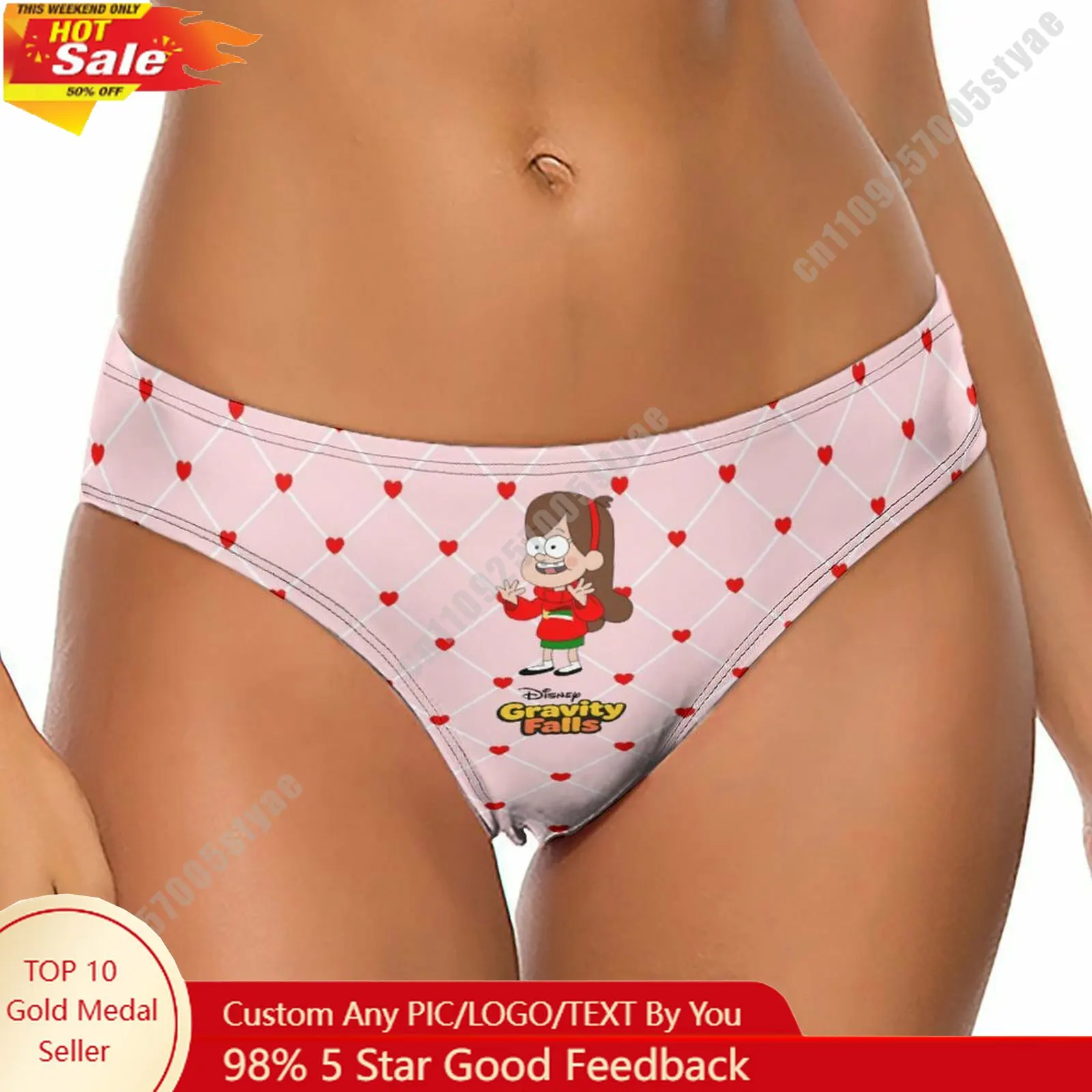 

Mabel Pines Underpants Disney Cartoon Women Pure Cotton Thong Underwear Custom Your Photo Logo Text Lightweight Breathable