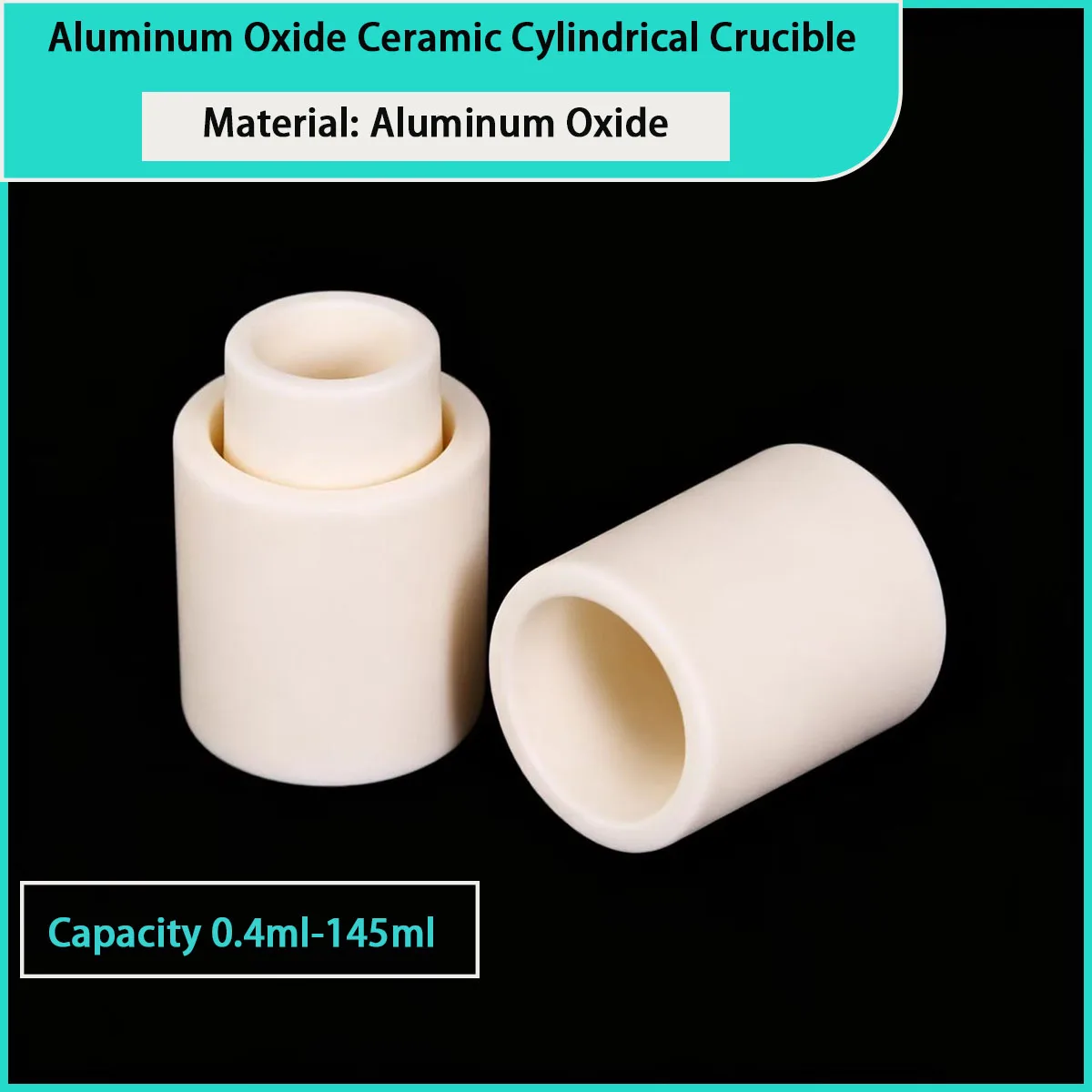Capacity 0.4ml-145ml alumina ceramic cylindrical crucible for metallurgical melting materials, etc