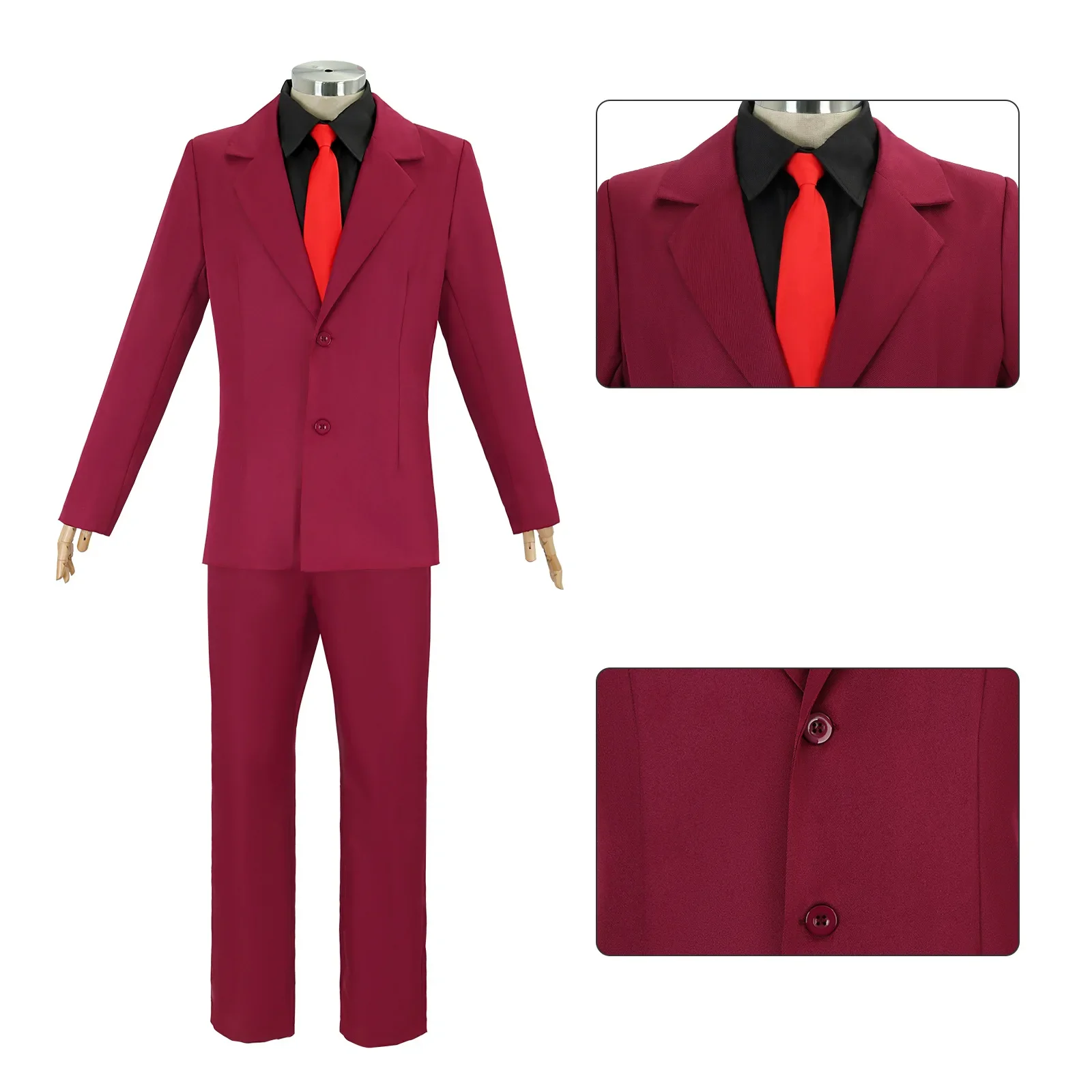 Anime Sanji Cosplay Costume Red Suit Shirt Pants Tie Full Role Play Uniform Men Halloween Party Carnival Disguise Clothing Set