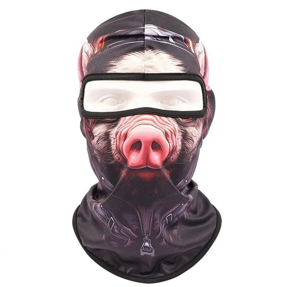 3D Printed Animal Pattern Funny Ski Mask Breathable Eye Hole Full Coverage Ski Mask Hood Sweat Absorbent Windproof