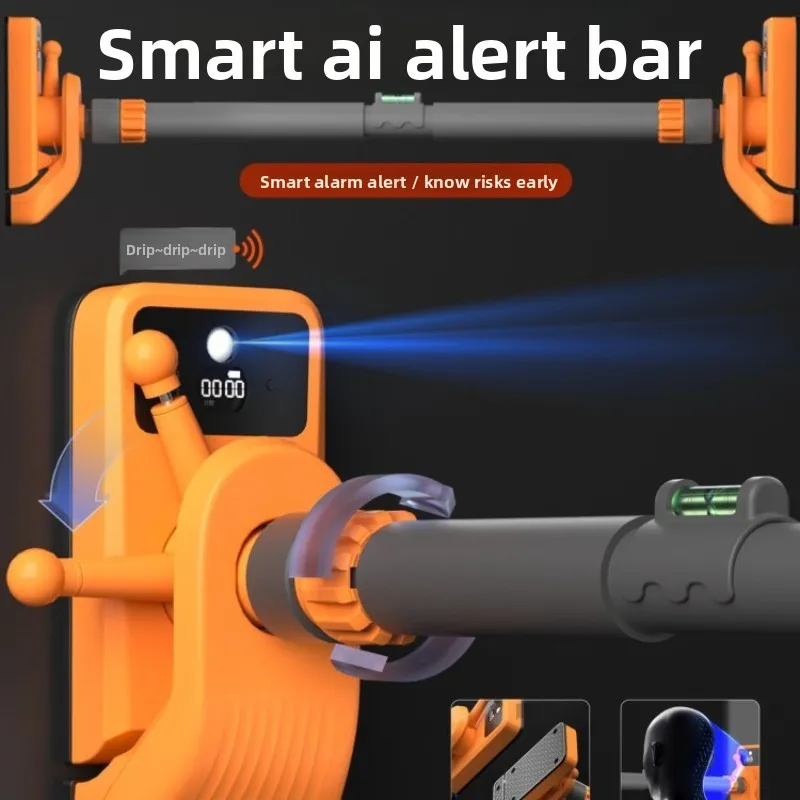 No Punch Door Mount Pull Up Bar, Intelligent Counting Warning Horizontal Bars Household Upper Muscle Portable Training Equipment