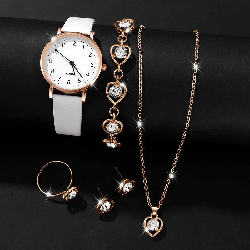 1pc elegant watch+5pc accessory set, elegant dial, textured strap, a good choice for daily matching