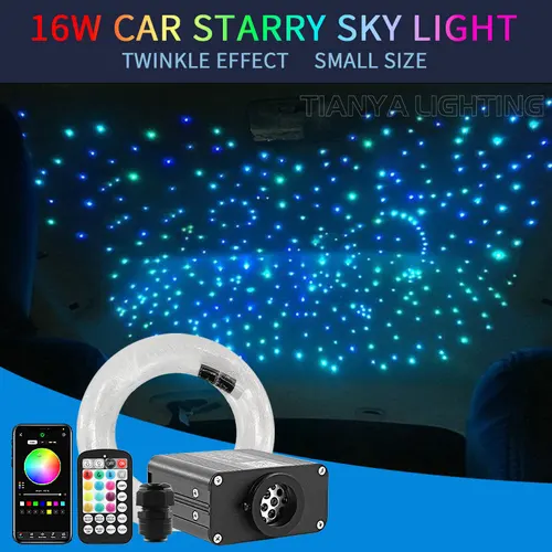 Luz de techo de estrella para coche, cielo estrellado centelleante de 16W, luz Led de fibra óptica, Kit de revestimiento para techo de estrella, decoración del hogar y el coche