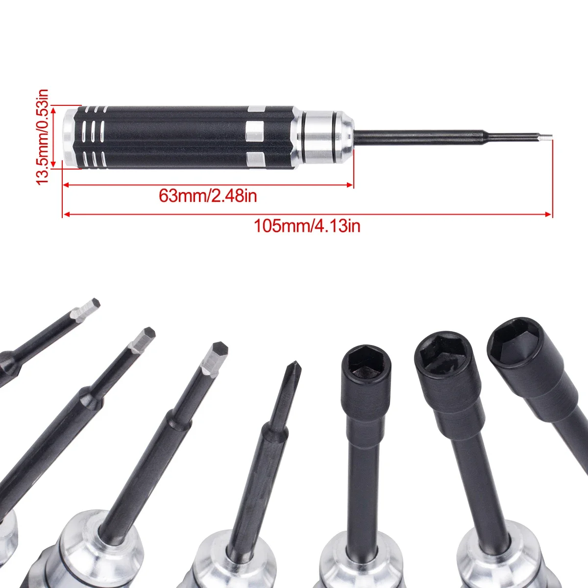 Steel Short Handle Nut Driver Hex Screwdriver Tools Kit 7Pcs for 1/18 1/24 Rc Mini Crawler Car Trax Trx4m Axial Scx24 Fms Fcx24