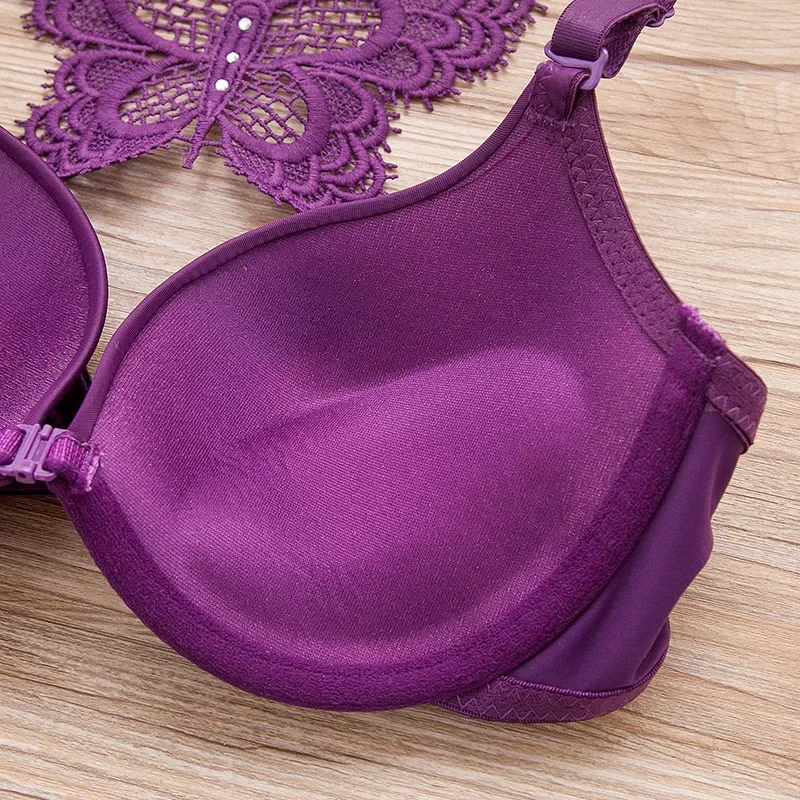 Hikigawa Underwear Women Bra Front Buckle Y-Shape Back Sexy Bracier De Mujer Push Up Back Lace Bra With Underwire A B Cup