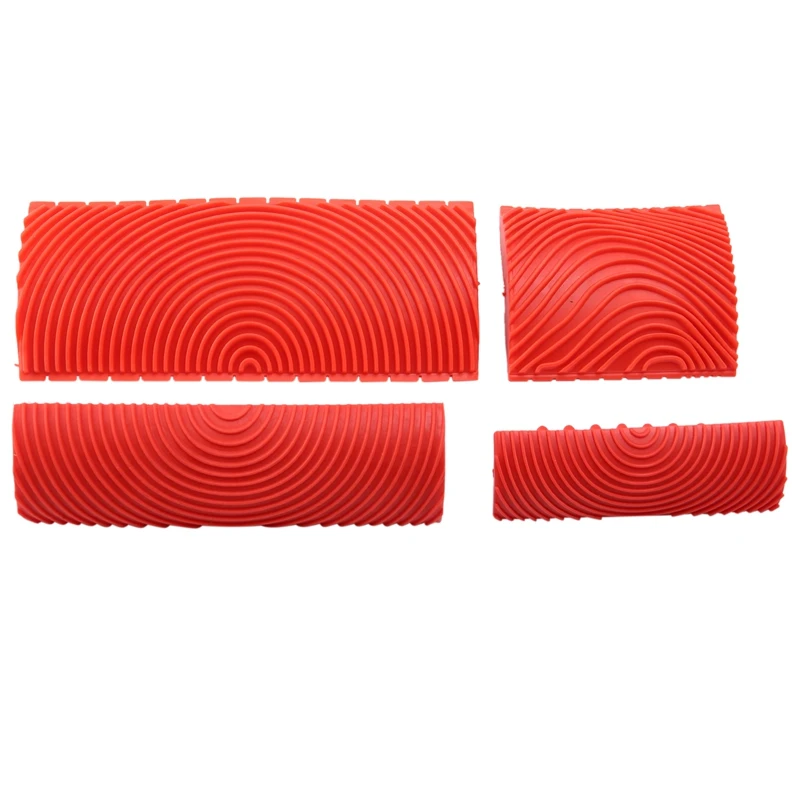 Wood Graining Tool Set for Wall Painting Decoration, Rubber Pattern, DIY, 4pcs