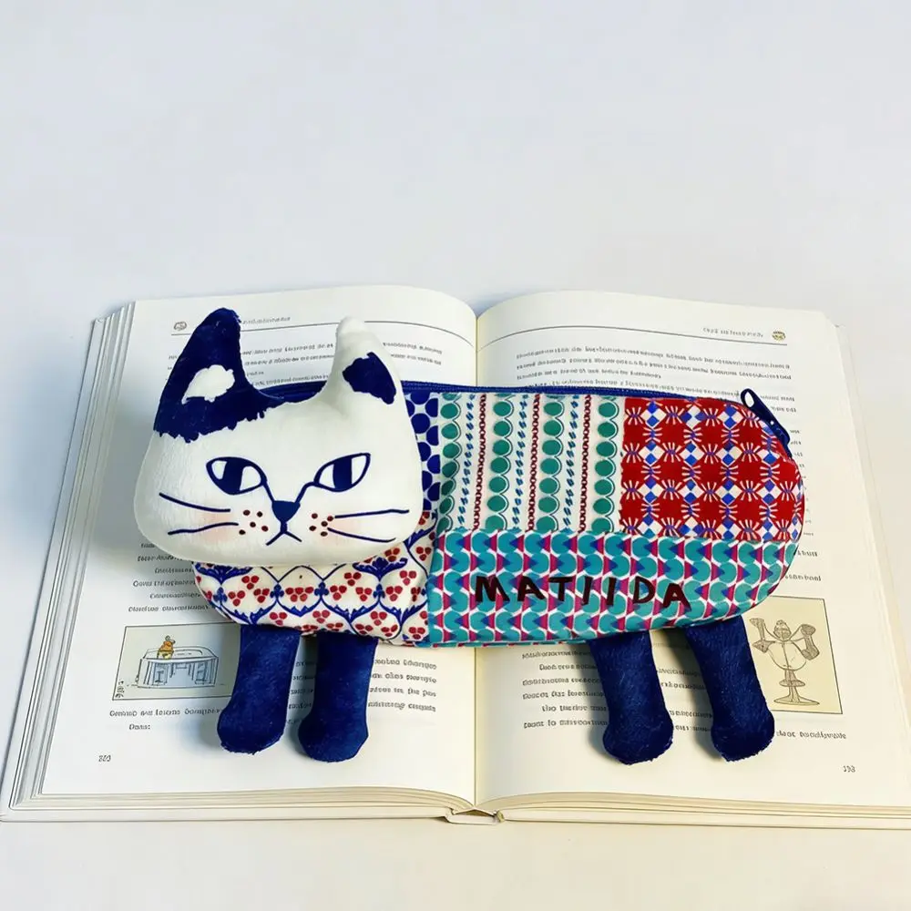 Cartoon Large Capacity Cat Climbing Pencil Case Multi-functional Portable Cat Storage Bag Funny Makeup Bag Pen Organizer School