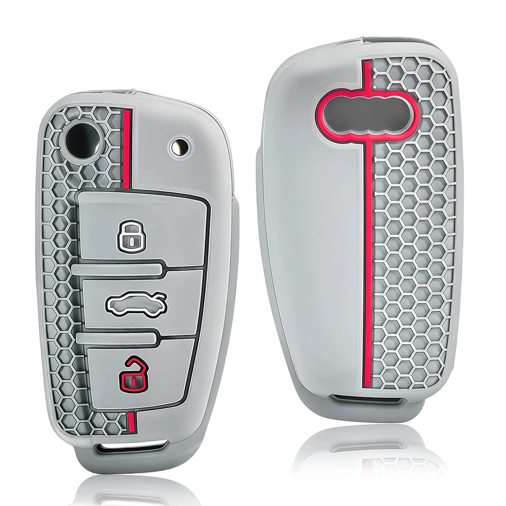 

New Silicone Key Case Cover Shell for Audi A4 B7 A6 C6 4f 8v A3 8p A1 A3 Accessories Auto Remote Key Holder 3 Button Jacket